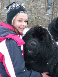 Rebecca and Chino in the snow